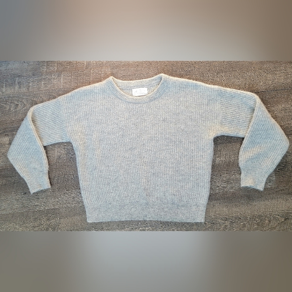 Banana Republic Heritage Wedge Crew Sweater Womens LP Gray Wool Alpaca Blend Rib - Picture 6 of 12